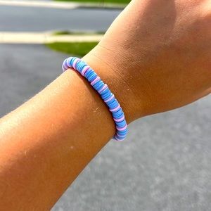 Clay beaded pink and blue bracelet❕